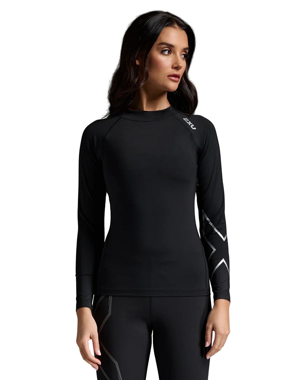 WA6405A-BLKSIL-2XU-Igniton-Compression-hardloopshirt-lange-mouw-BlackSilver-Dames-afbeelding-1