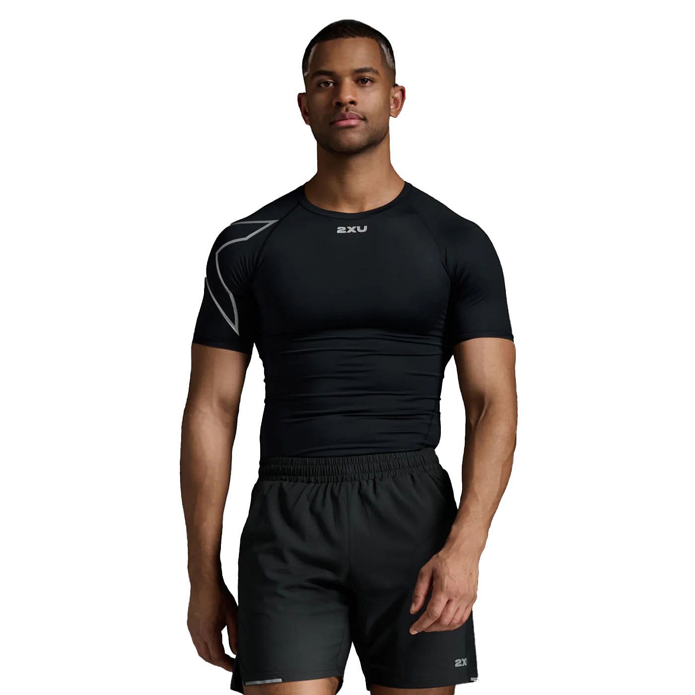 113434-2XU-Core-Compression-hardloopshirt-korte-mouw-BlackSilver-Heren-afbeelding-1