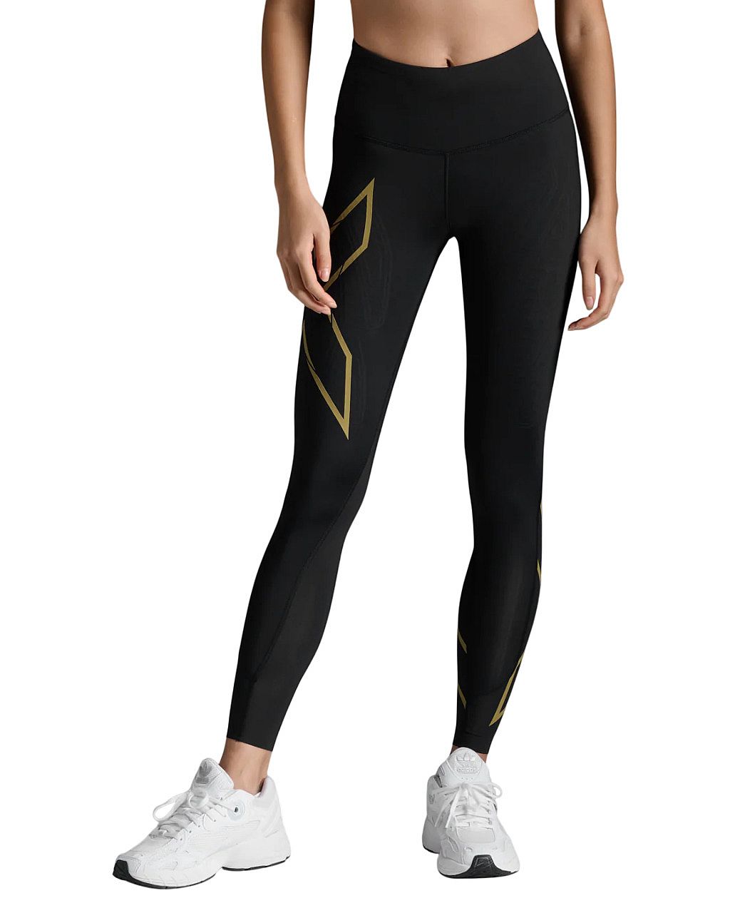 113295-2XU-Light-Speed-Mid-Rise-Compression-hardloopbroek-BlackGold-Reflective-Dames-afbeelding-1