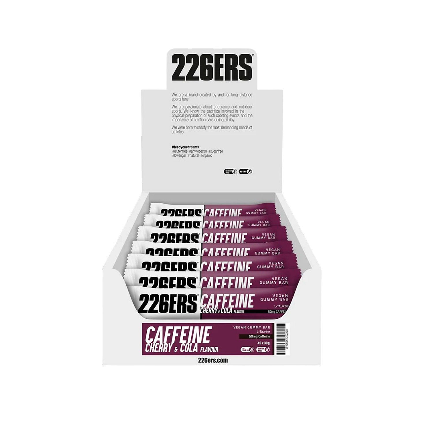 144066-226ers-Vegan-Gummy-Bar-Caffeine-Cherry-Cola-42x30g-afbeelding-1