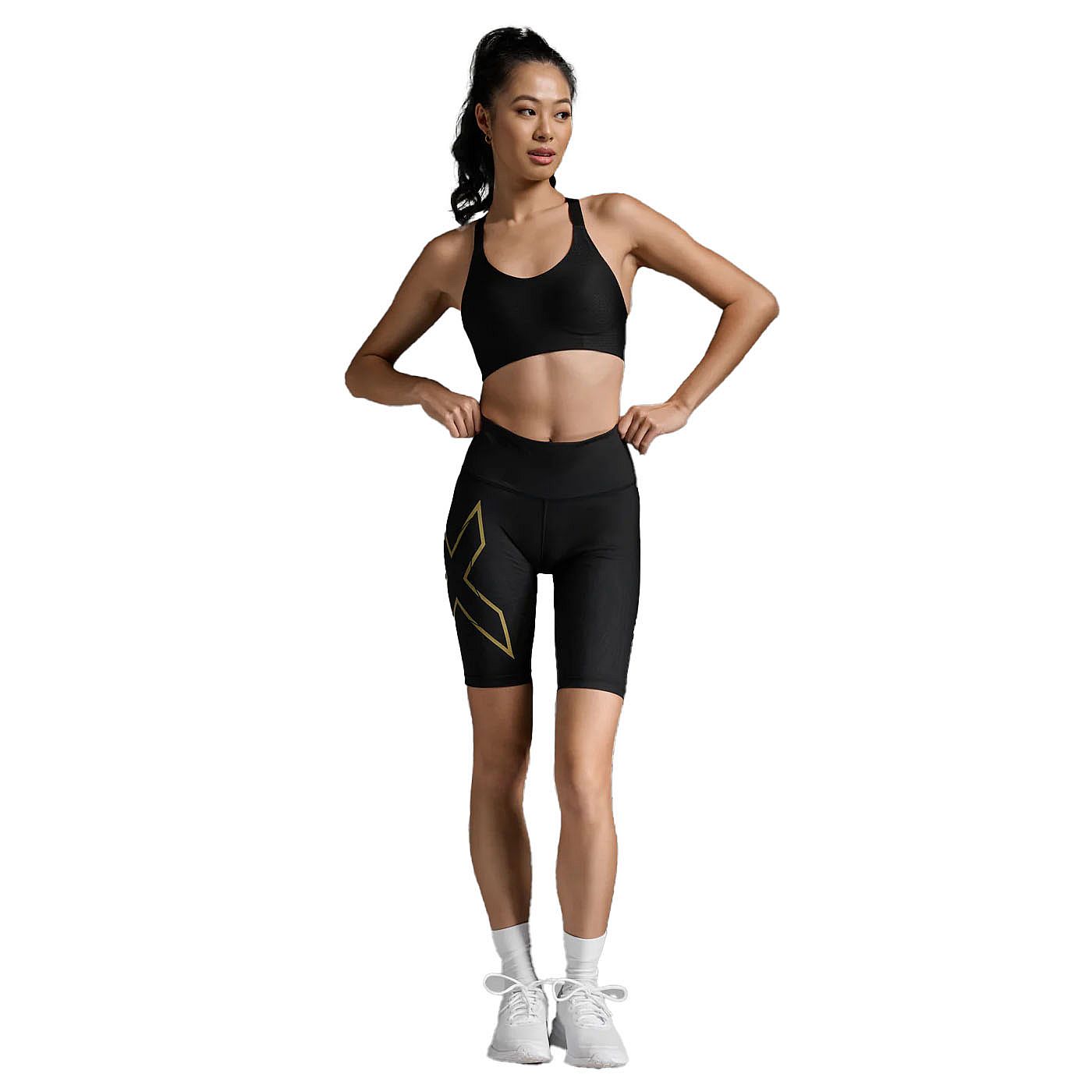 113298-2XU-Light-Speed-Mid-Rise-8-Inch-Shorts-BlackGold-Reflective-Dames-afbeelding-1