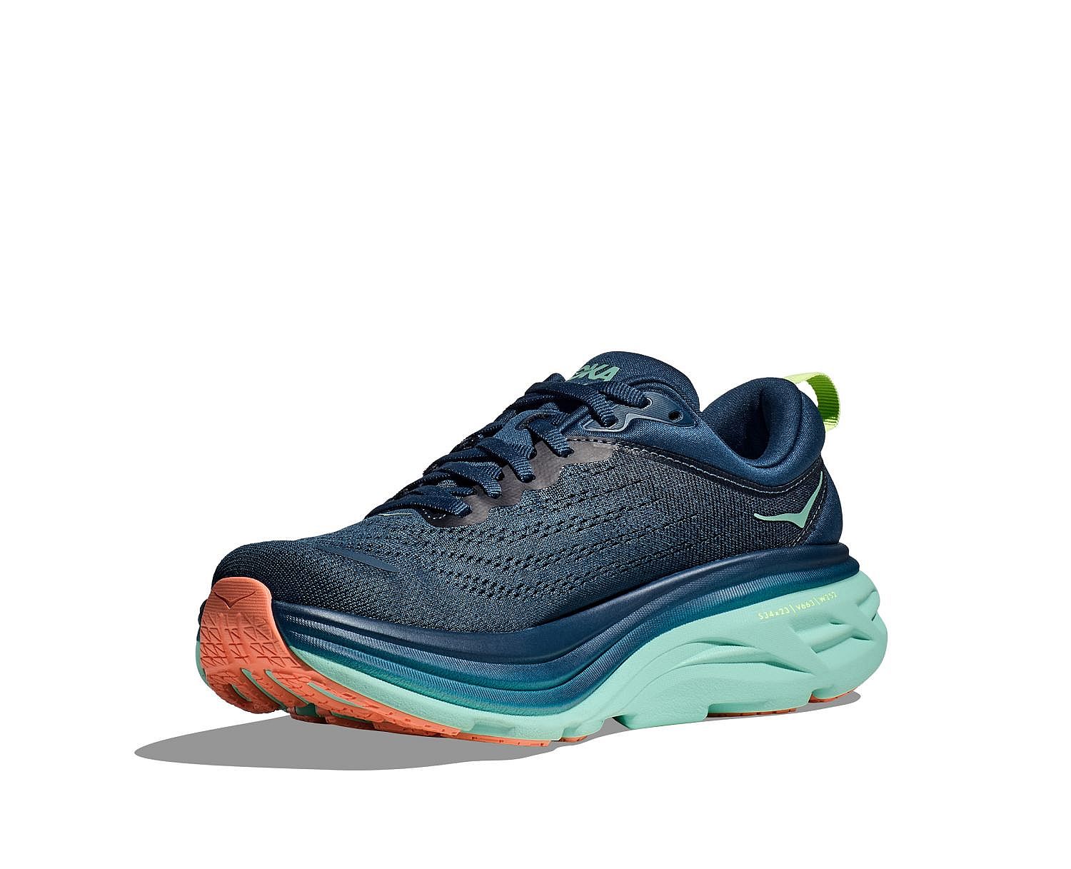 100907-Hoka-Bondi-8-hardloopschoenen-blauwgroenoranje-dames-afbeelding-6