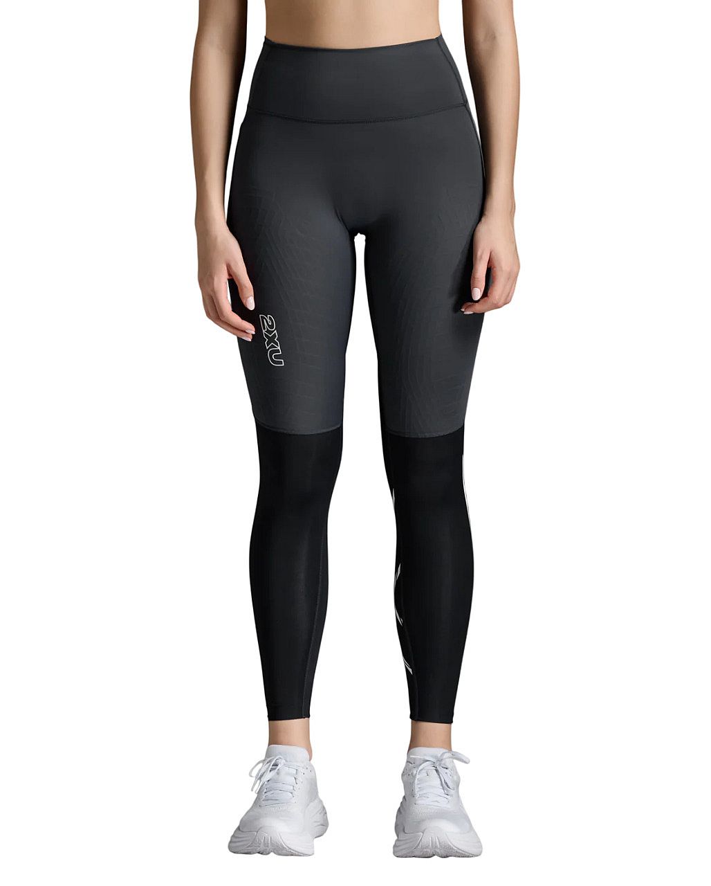 113281-2XU-Light-Speed-React-Hi-Rise-Compression-hardloopbroek-BlackWhite-Reflective-Dames-afbeelding-1