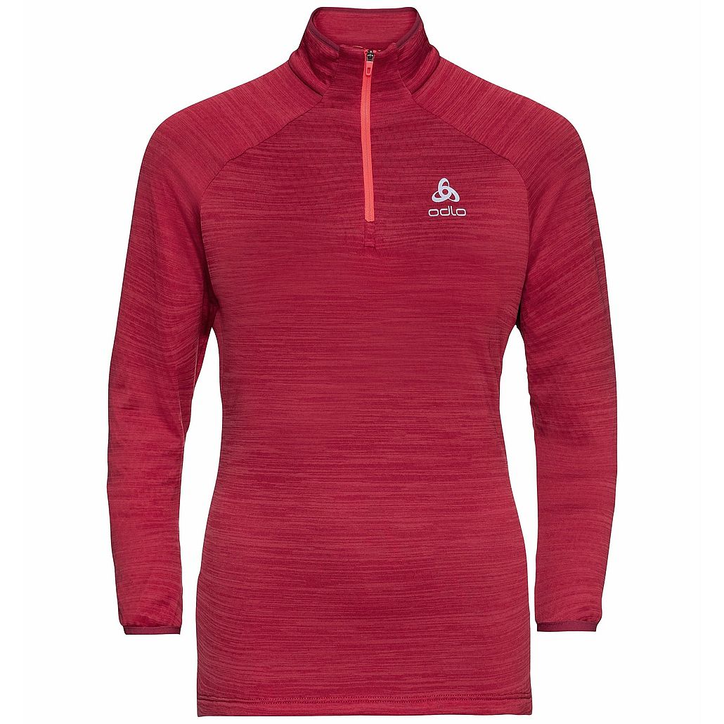 83659-Odlo-Run-Easy-Warm-zip-Millennium-Element-hardloopshirt-lange-mouw-rood-dames-afbeelding-1