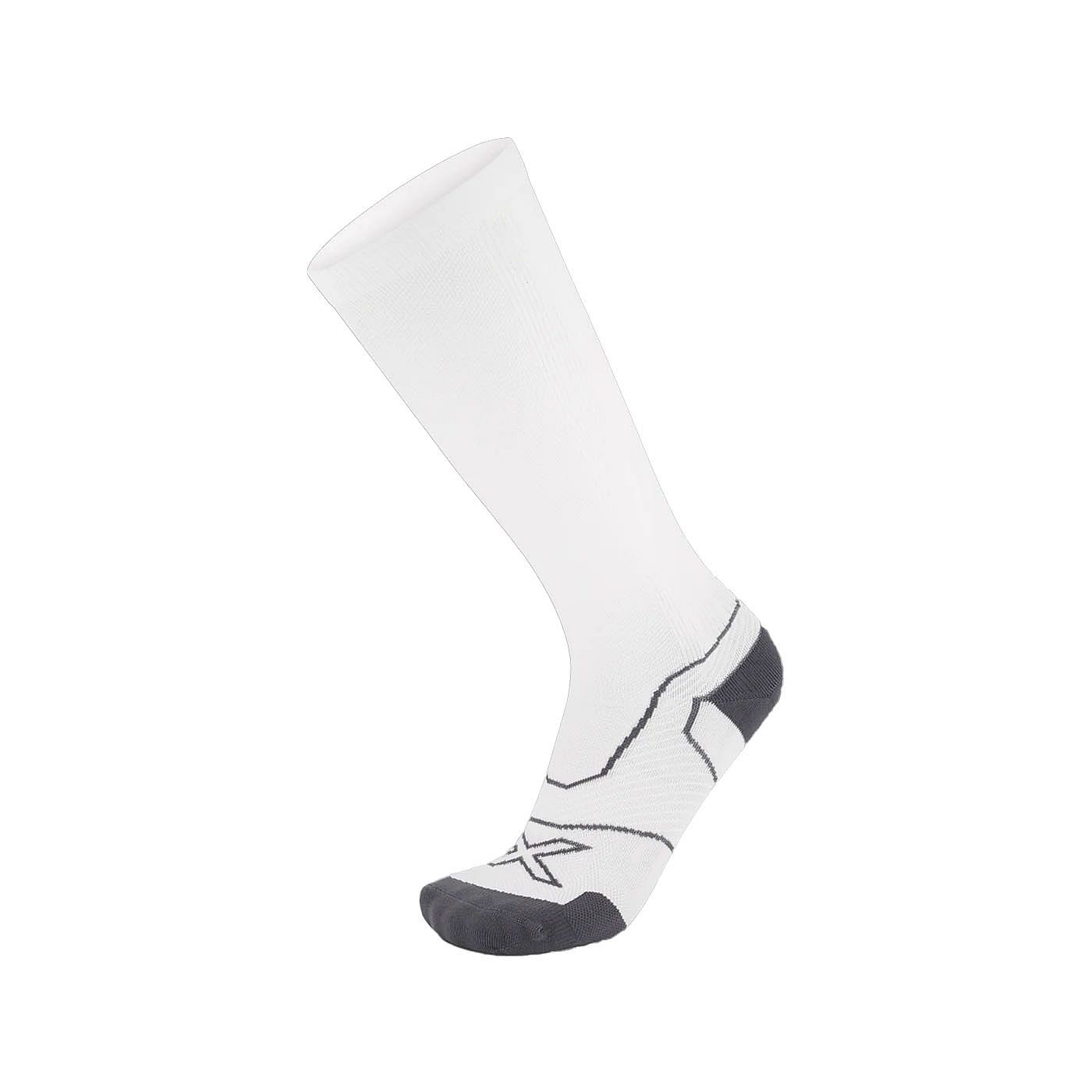113814-2XU-Vectr-Light-Cushion-hardloopsokken-lang-WhiteGrey-unisex-afbeelding-1