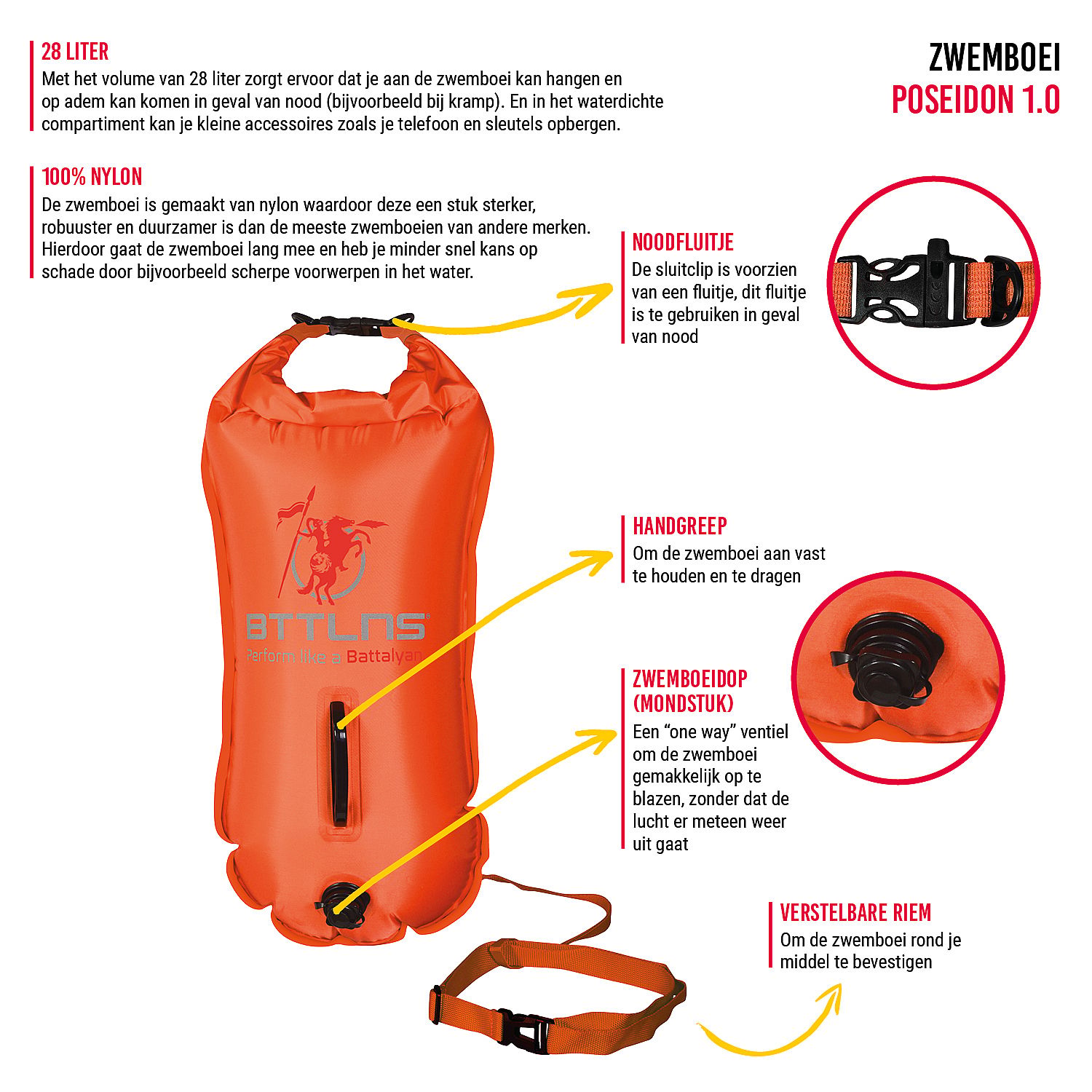 35002-BTTLNS-Poseidon-1.0-Saferswimmer-zwemboei-28-liter-oranje-afbeelding-2