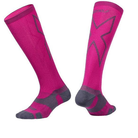 63674-2XU-Vectr-merino-LC-Full-Lenght-compressie-hoge-sokken-roze-afbeelding-1
