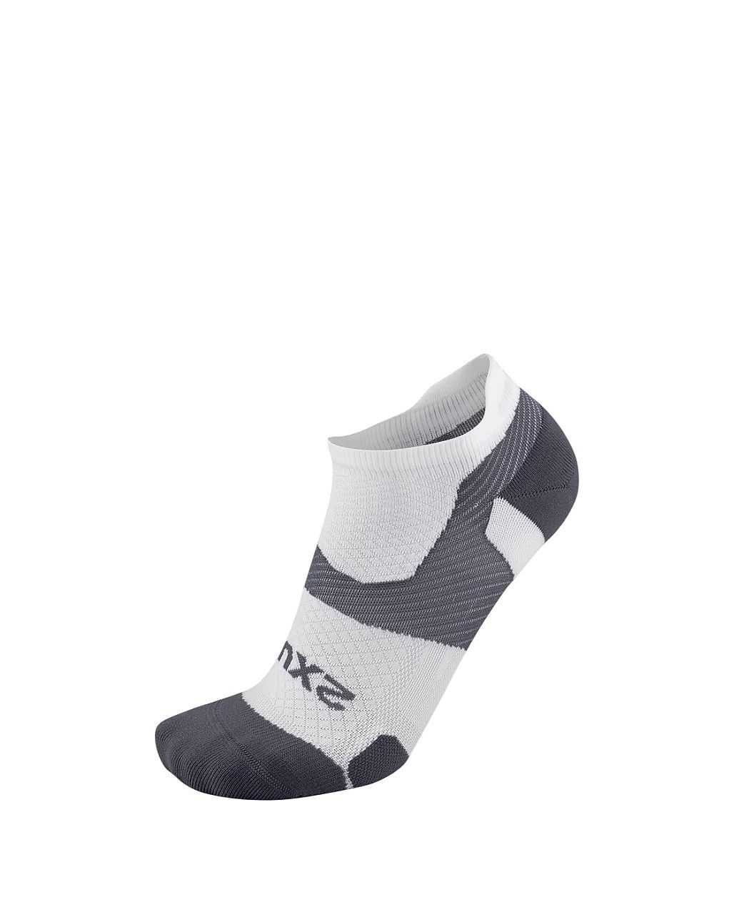 113735-2XU-Vectr-Light-Cushion-No-Show-hardloopsokken-WhiteGrey-unisex-afbeelding-1