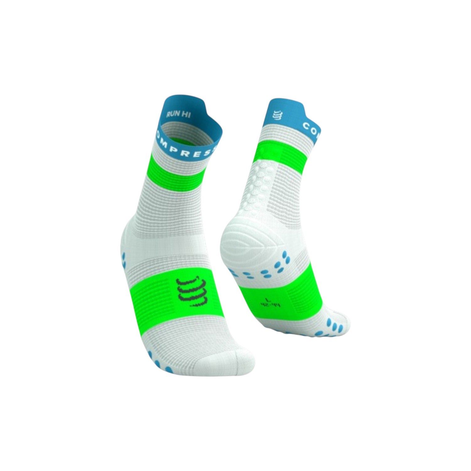 140280-Compressport-Pro-Racing-V4-high-cut-hardloopsokken-witgroen-afbeelding-1