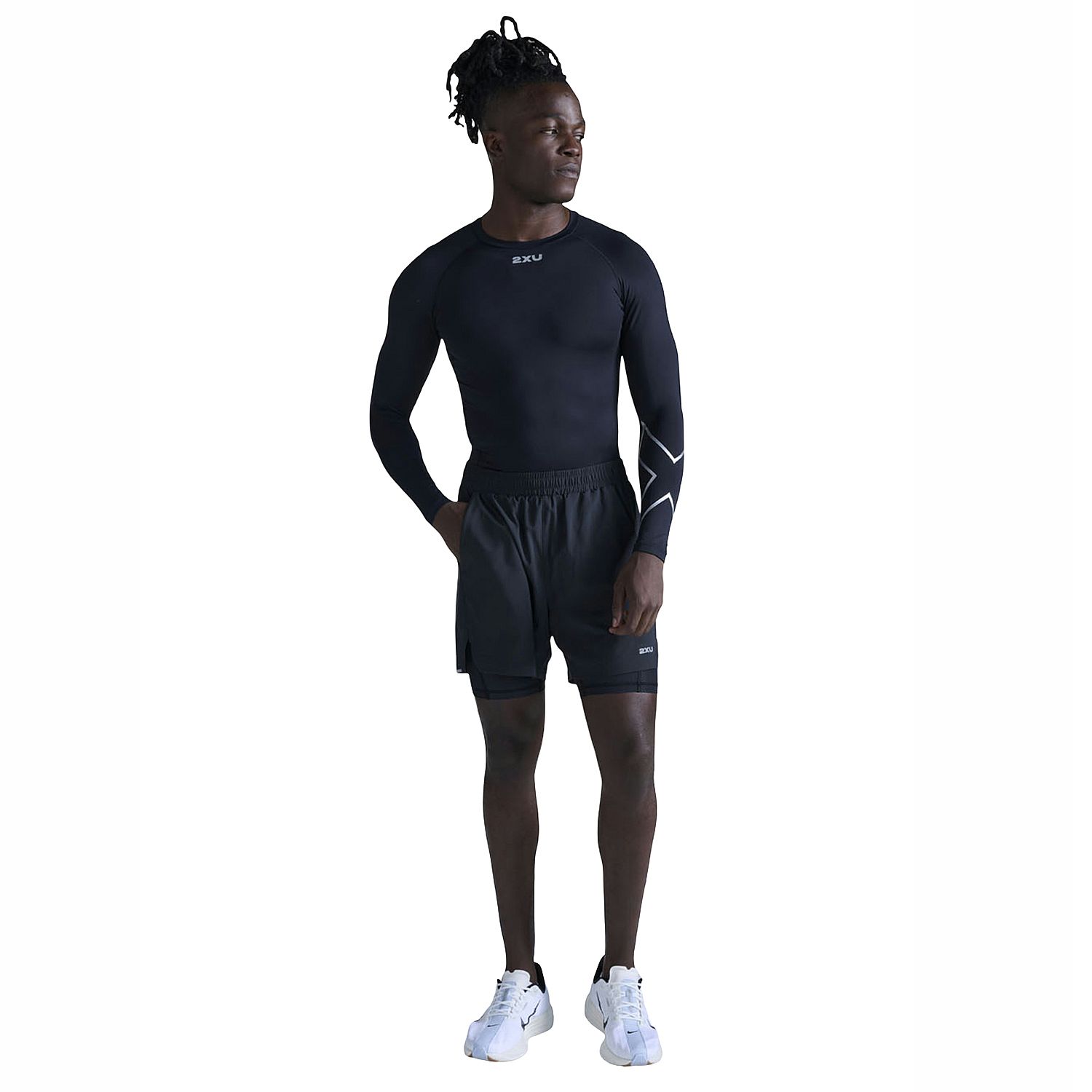 141791-2XU-Core-Compression-hardloopshirt-lange-mouw-BlackSilver-heren-afbeelding-2