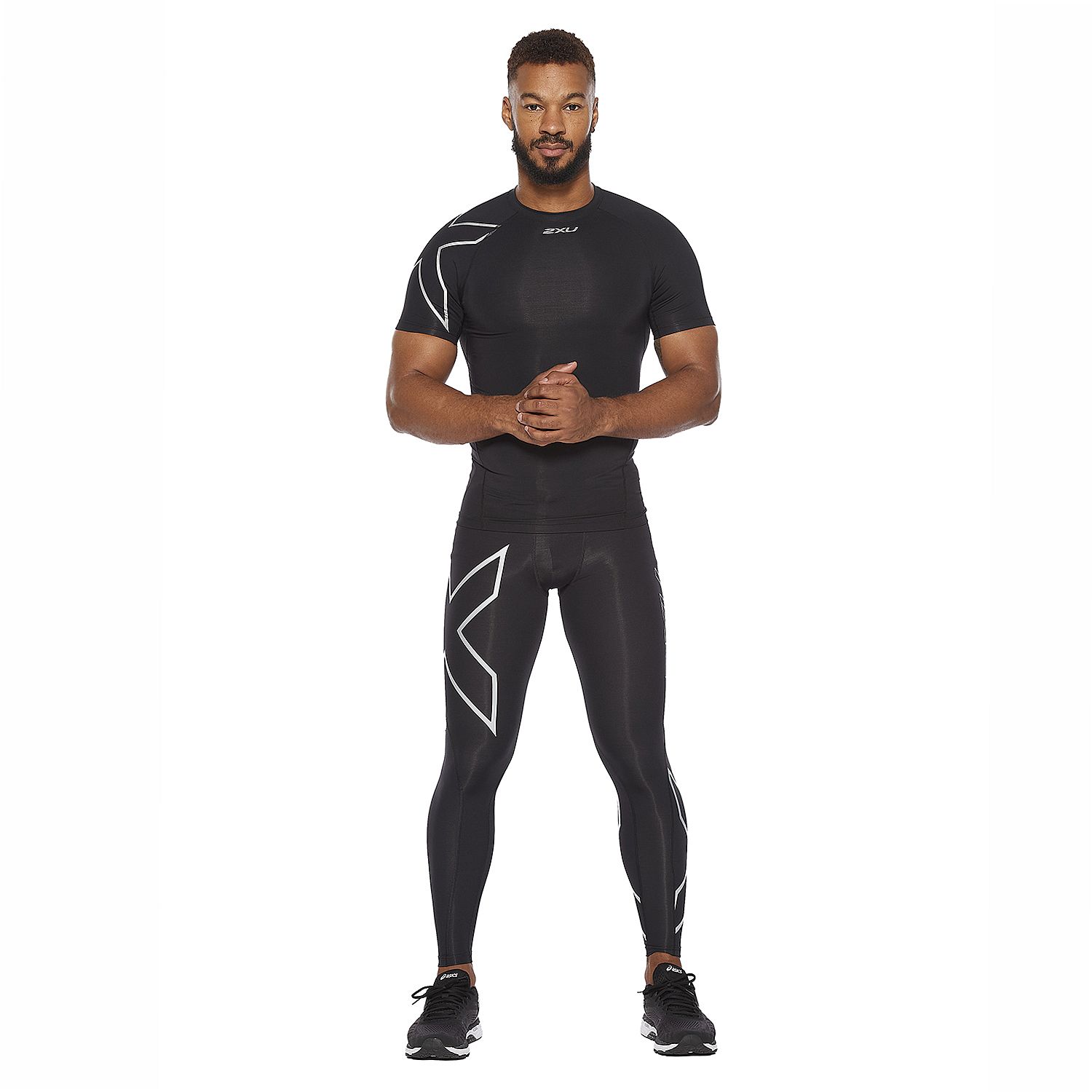 141811-2XU-Core-Compression-hardloopshirt-korte-mouw-BlackSilver-heren-afbeelding-3