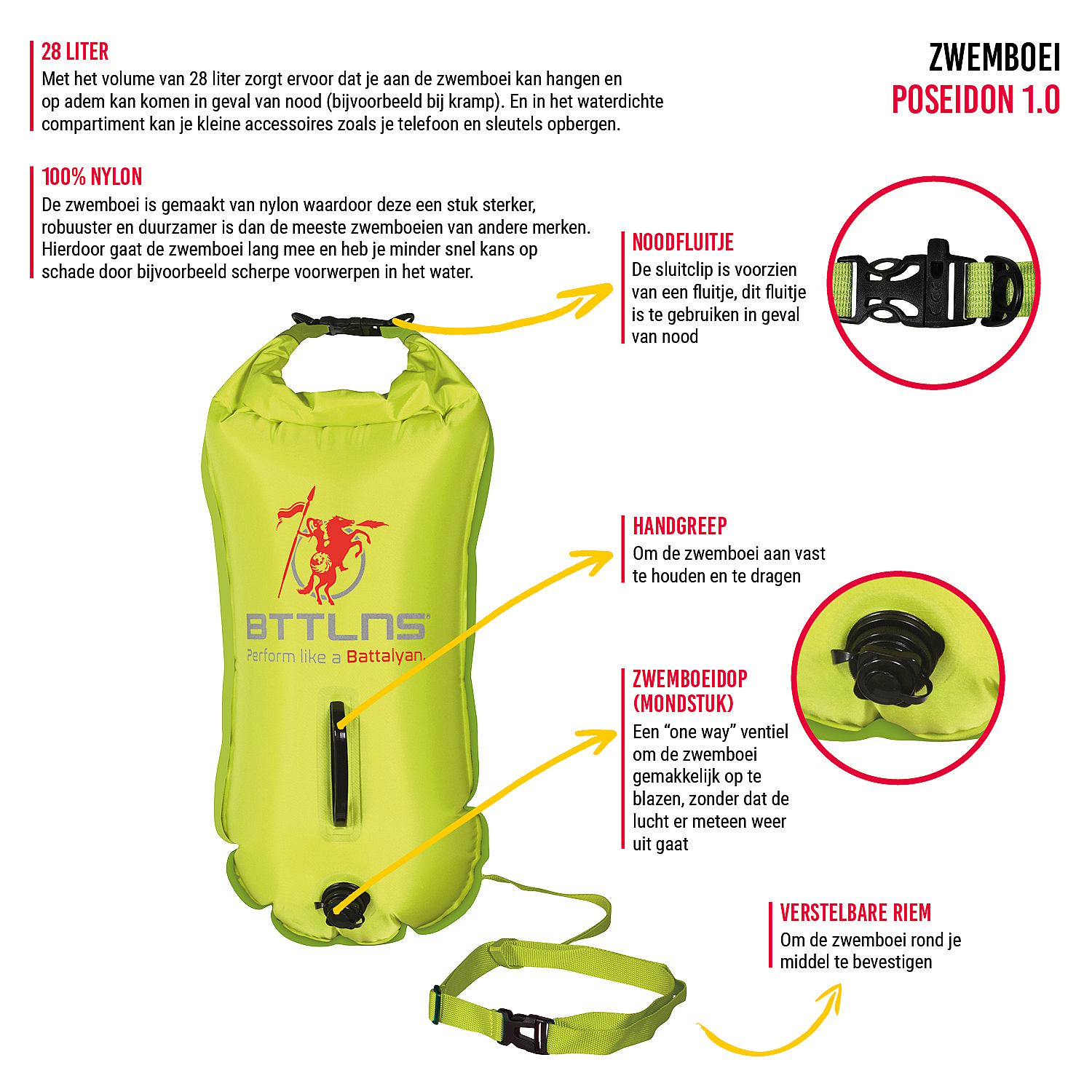 40927-BTTLNS-Poseidon-1.0-Saferswimmer-zwemboei-28-liter-neon-groen-afbeelding-2