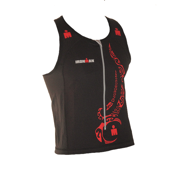 52973-Ironman-tri-top-front-zip-mouwloos-multisport-tattoo-zwartrood-heren-afbeelding-1