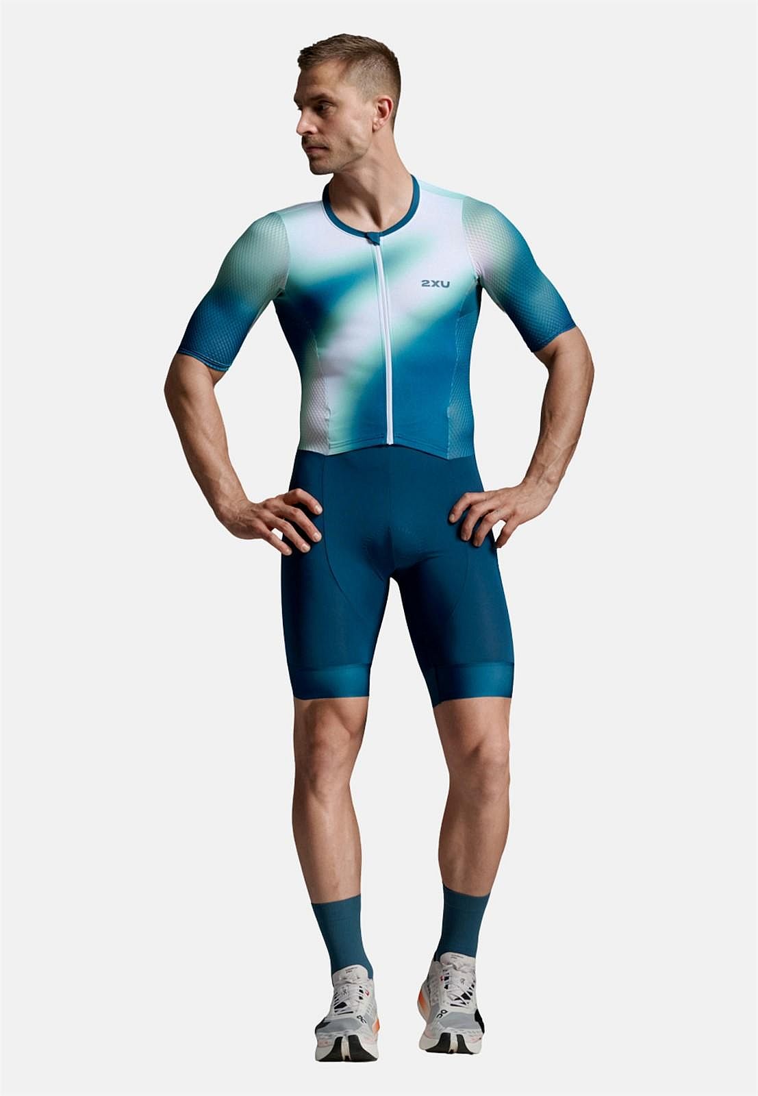 143256-2XU-Aero-Hex-Trisuit-korte-mouw-jelly-mintmajol-Heren-afbeelding-2